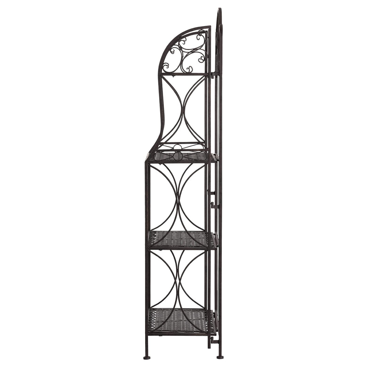 XAONIEN Antique Bronze Four-Tiered Metal Baker's Rack,Free Standing Book Shelves Plants Stand for Kitchen Patio Front Porch Dining Room Living Room,27" X 14" X 65"