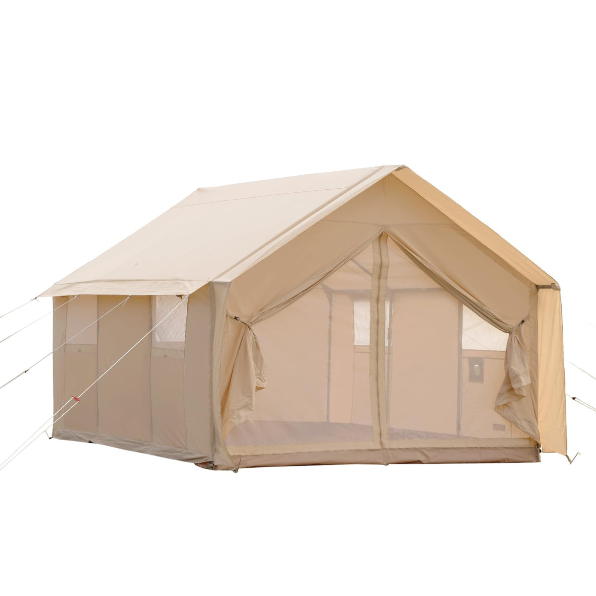 WaldZimmer Cotton Canvas Wall Tent with Rain Canopy Waterproof Outdoor Tent for Hunting Family 4 Season Camping Tents Heavy Duty Steel Frame&PVC Floor, Beige