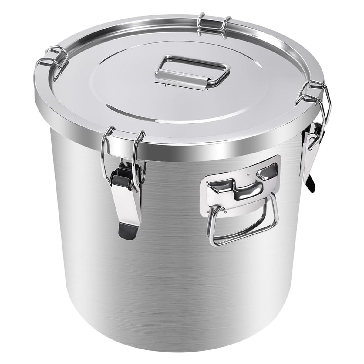 Tircoiude 304 Stainless Steel Flour Canister, 12.7 Gal Airtight Metal Canisters with Lids, Dog Food Storage Container for Rice, Bird Seed, Commercial Milk Storage 48L