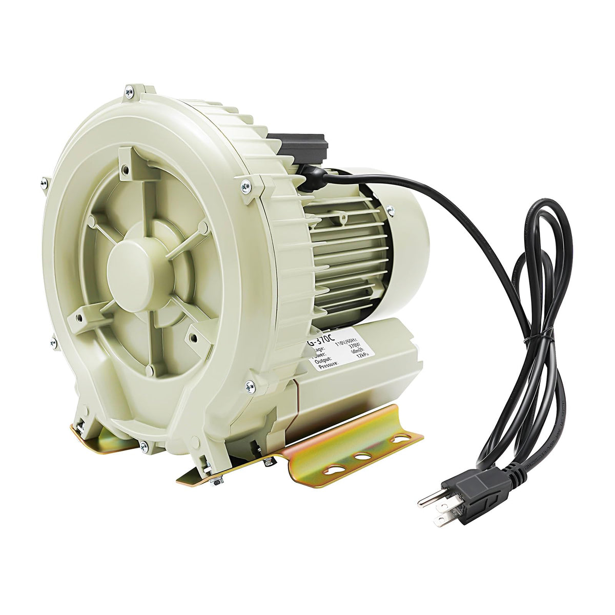 AGULIUM 370W Air Pump Blower, Commercial Aquaculture Vortex High Pressure Air Blower, Industrial High Pressure Blower for Aquarium Seafood Pond Fish Tanks Water Tank Centrifugal Cycle 110V
