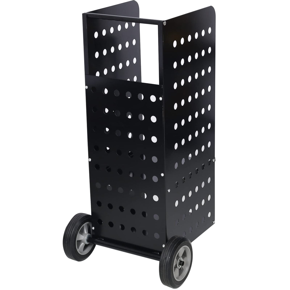 Ball & Cast 41" Firewood Log Cart Carrier Outdoor or Indoor Steel Wood Rack Storage Mover with Rolling Wheeled,Heavy Duty Wood Moving Equipment for Patios Backyard,Garden,Black