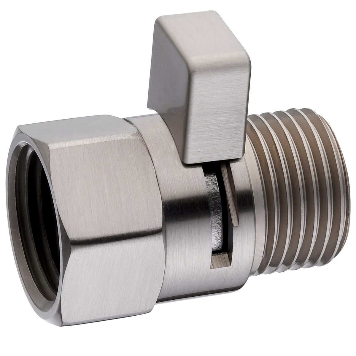 BRIGHT SHOWERS Water Flow Control Valve, Brass Shower Valve with Handle Lever, Flow Regulator Water-Saver Volume, Brushed Nickel