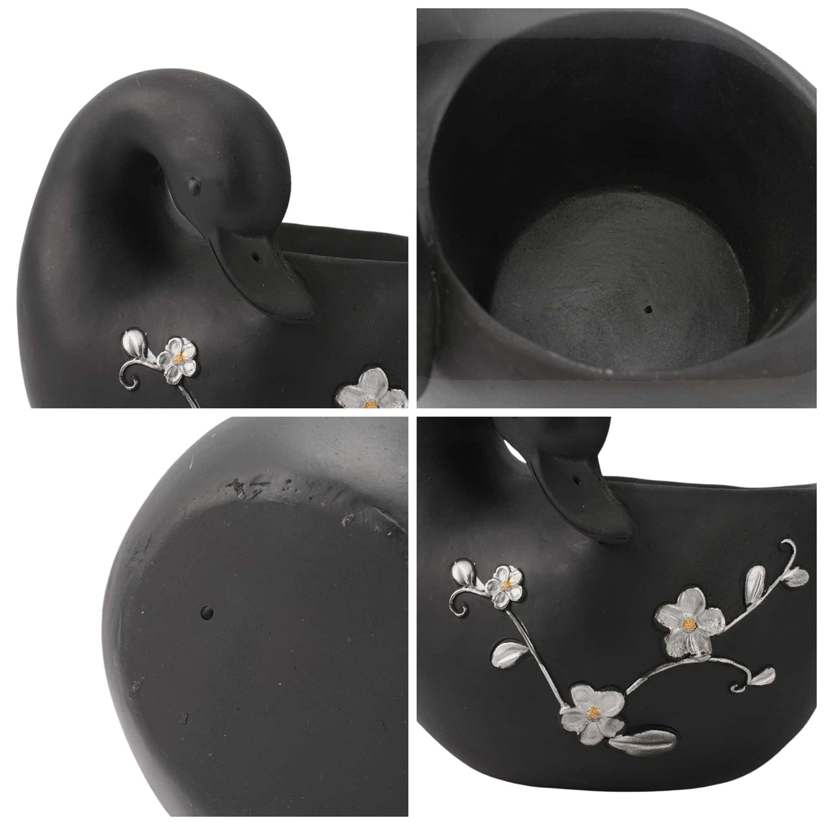Euiroet Swan Flower Pot - Unique Resin Sculpture, Enchanting Decorative Garden Planter, Elegant Swan Vase for Succulents & Air Plants, Indoor/Outdoor Use, Durable & Whimsical Design (Black)
