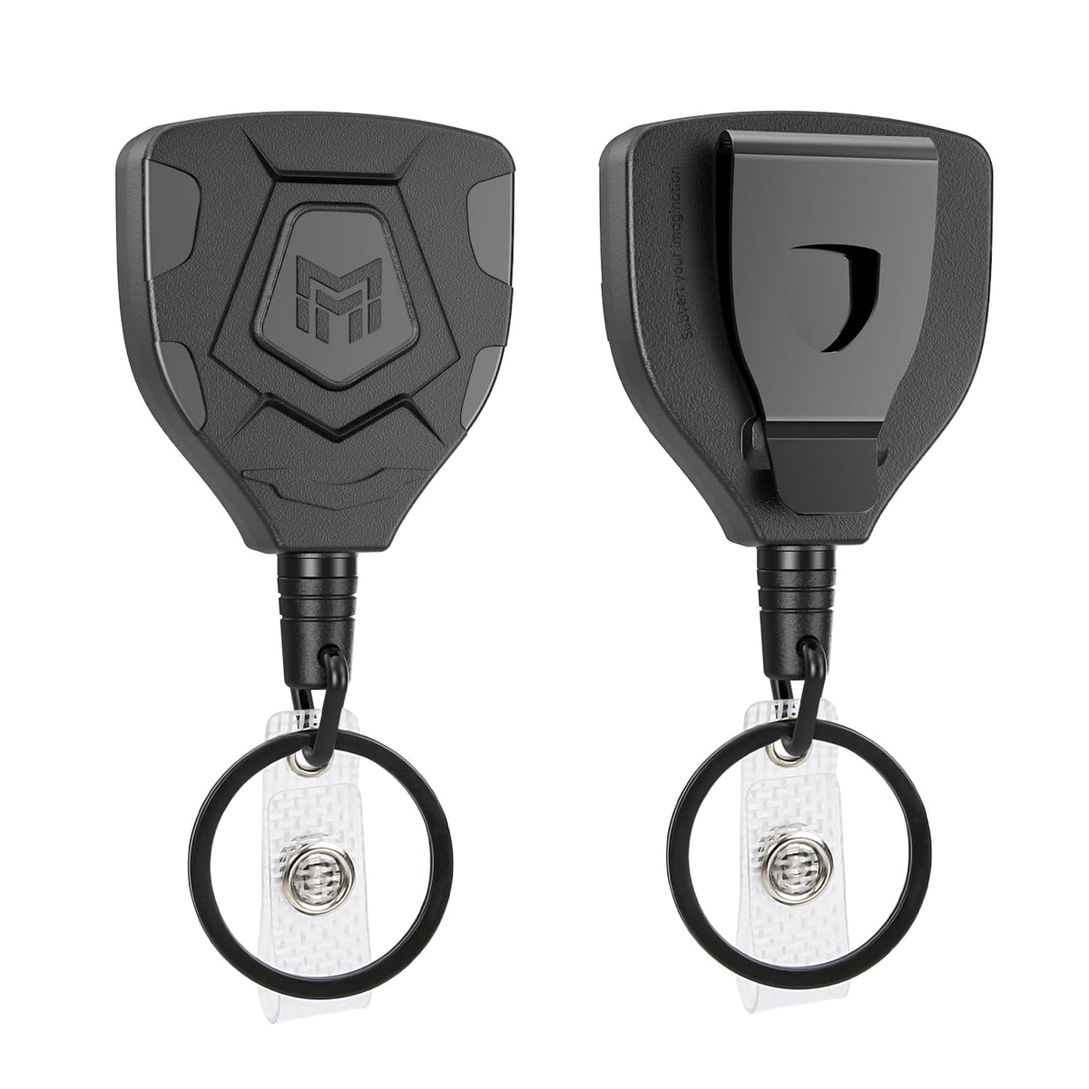 MNGARISTA Heavy Duty Retractable Keychain with Belt Clip, ID Badge Reel Key Chain, Badge Holder with 31.5' Steel Cord and Key Ring, 9.0oz, 2-Pack
