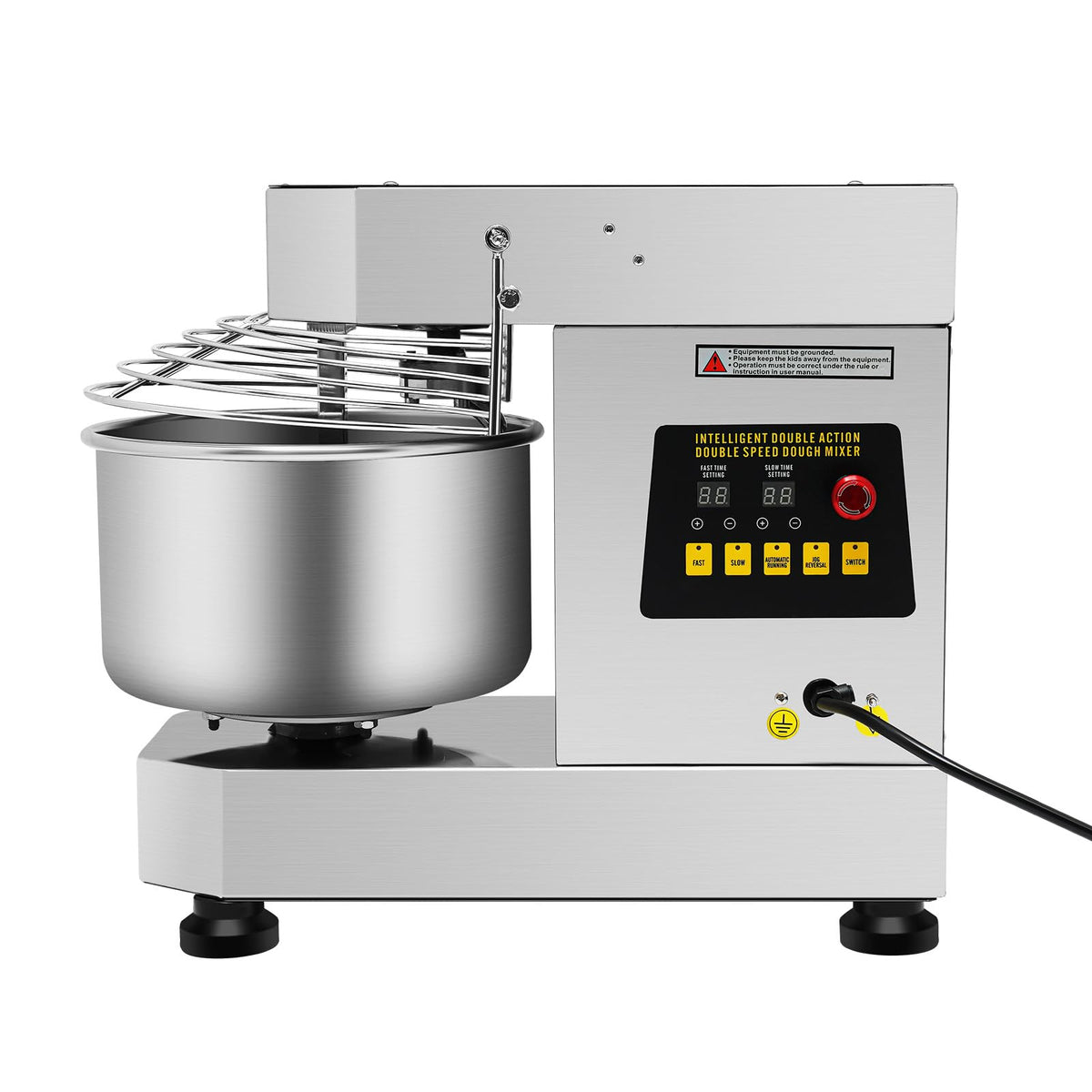 10L/2.6 Gal Commercial Food Mixer, 750W 110V Electric Spiral Mixer Rotation Speed 100/200R/Min Waterproof Level IPX1, Dough Kneading Machine for Dough, Salad, Cream