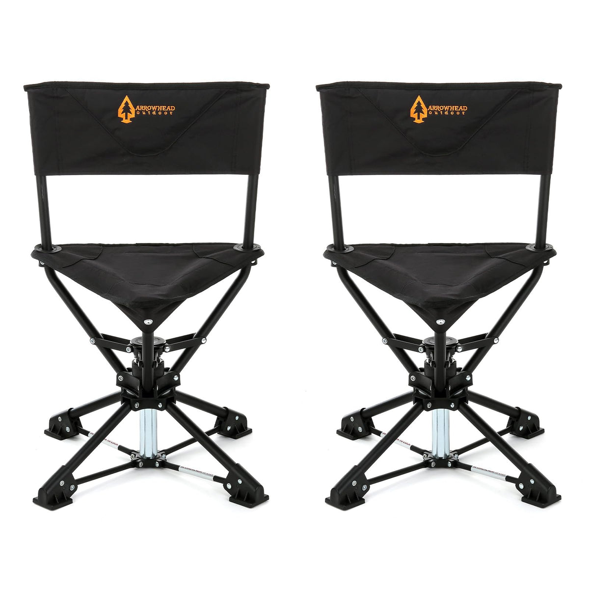 ARROWHEAD OUTDOOR 2-Pack 360° Degree Swivel Hunting Chair Stool Seat, Perfect for Blinds, No Sink Feet, Carrying Case, Fishing, 600D Canvas