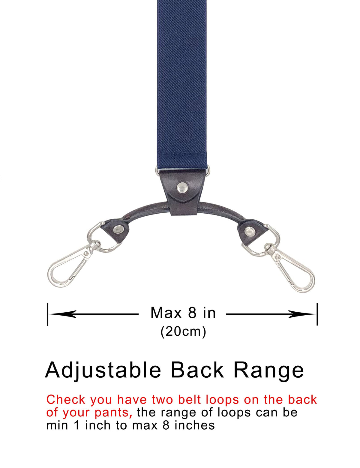 Ausukler Men's Suspenders with Swivel Hooks and Adjustable Braces, Suitable for Heavy Duty, Big and Tall, Black (Navy Blue)