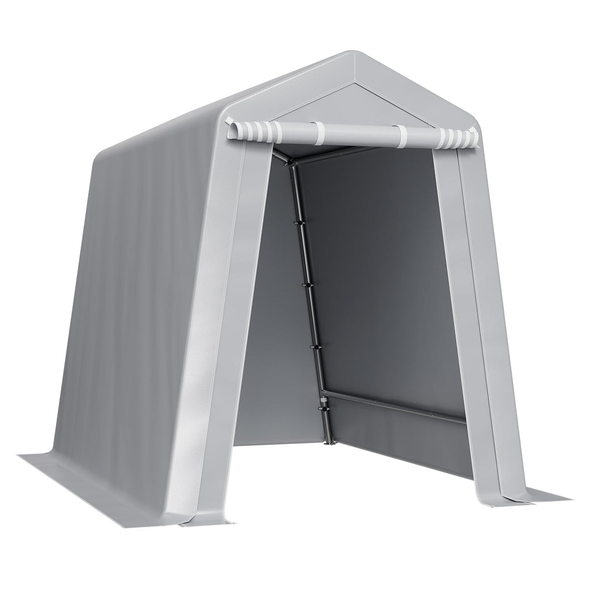 VEVOR 6x8x7 FT Heavy-Duty Portable Outdoor Storage Shed Tent, Waterproof Carport Garage Shelter with Roll-Up Zipper Door & Vents, UV-Resistant Canopy for Motorcycle, Bike, Lawn Mower, Tools, Gray