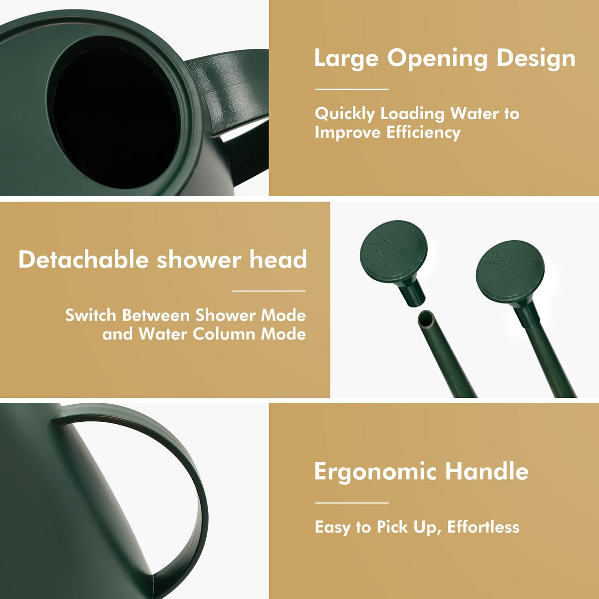 Watering Can for Indoor Outdoor Plants, Modern Small Watering Cans with Removable Nozzle, Long Spout Watering Can for Indoor Bonsai Plants Garden Flowers 1/2 Gallon 1.8L 60OZ (Dark Green)