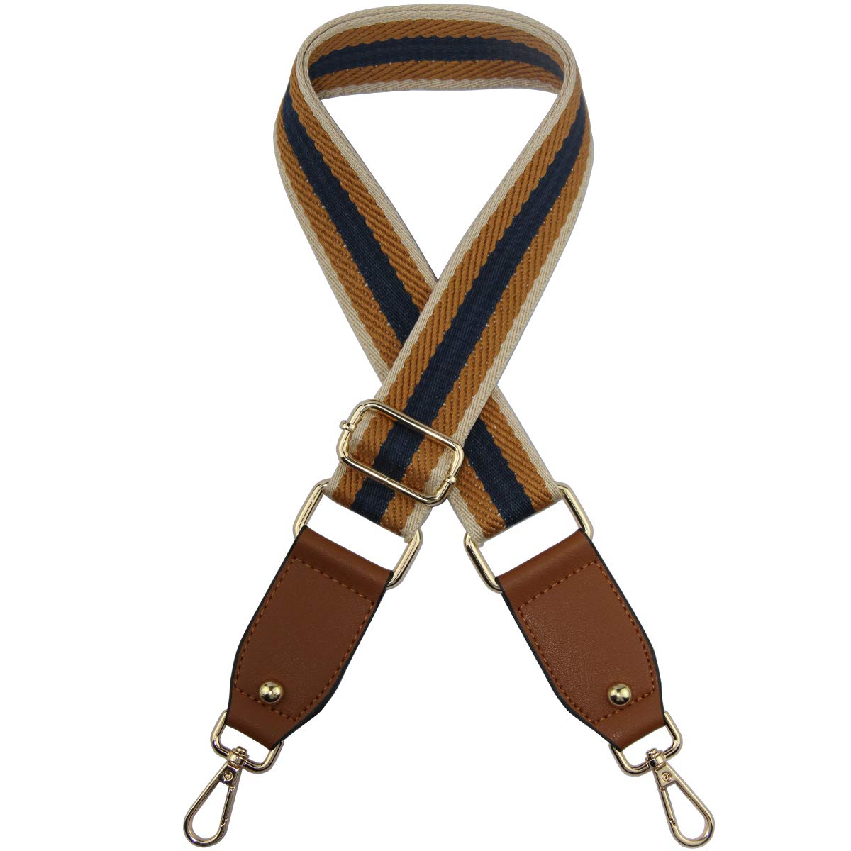 Duwi Wide Purse Strap Jacquard Guitar Style Strap Multicolor Canvas Adjustable Crossbody Bag Strap(Brown,Purplish Blue)