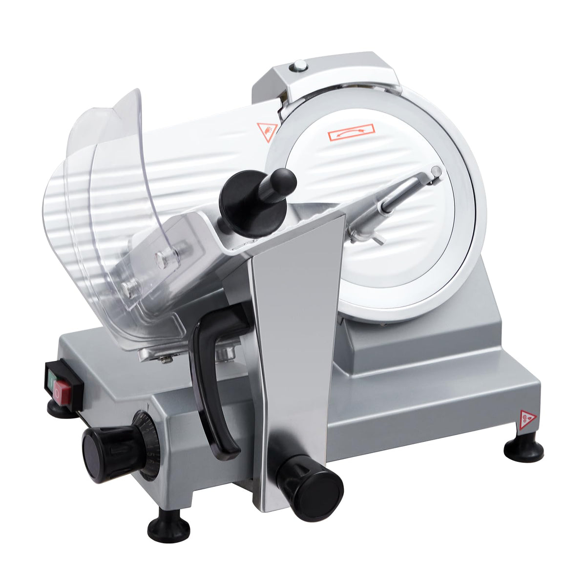 GarveeHome Electric Meat Slicer, 10 in Commercial Meat Slicer with Carbon Steel Blade, Stainless Steel Food Slicer, Meat Cutting Machine 0-0.6 in Adjustable Thickness for Meat Cheese Veggies, 240W