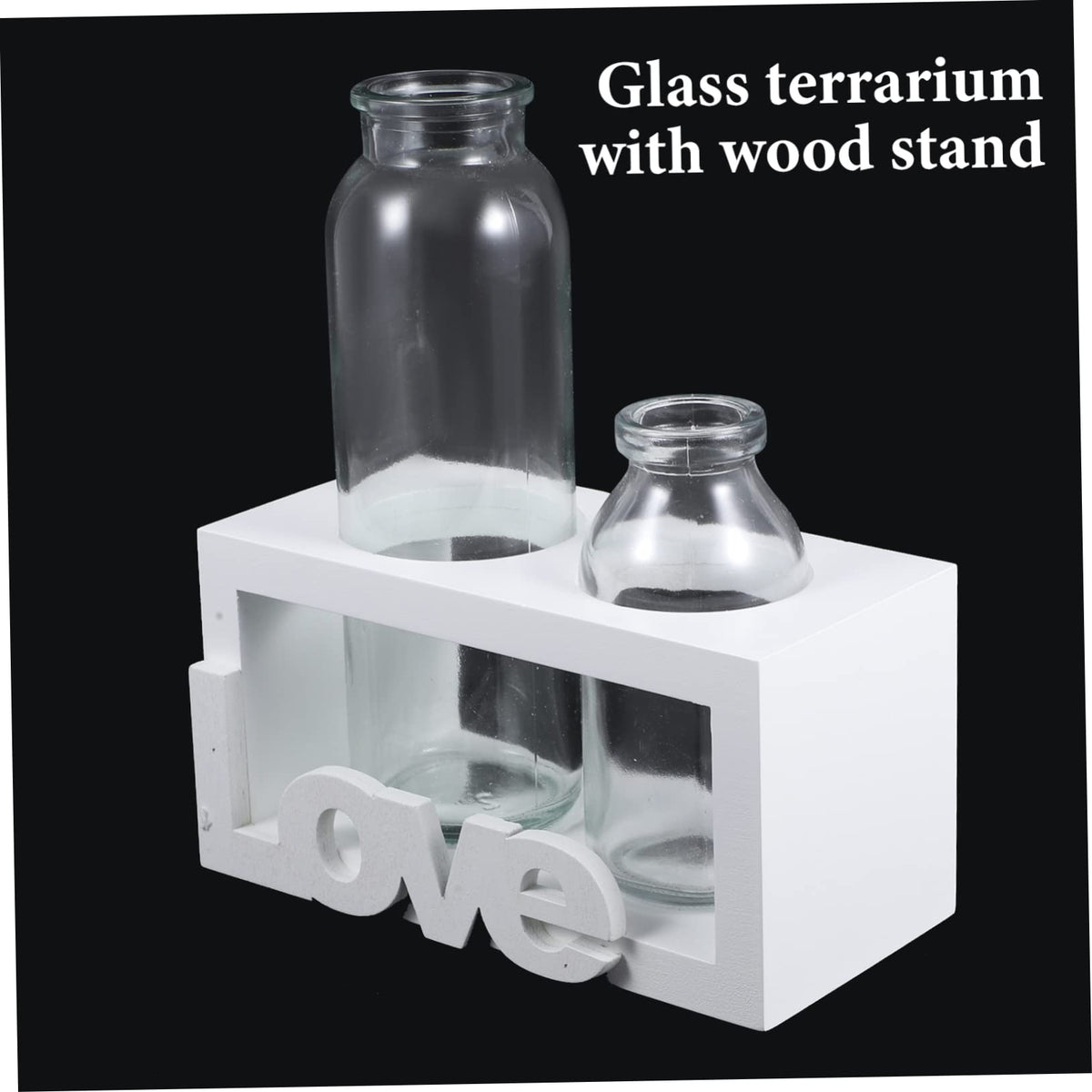 VICASKY Glass Terrarium Vase with Wooden Stand for Hydroponic Plants Modern Desktop Decoration Indoor Water Planter for Flower Arrangements Stylish Home Decor