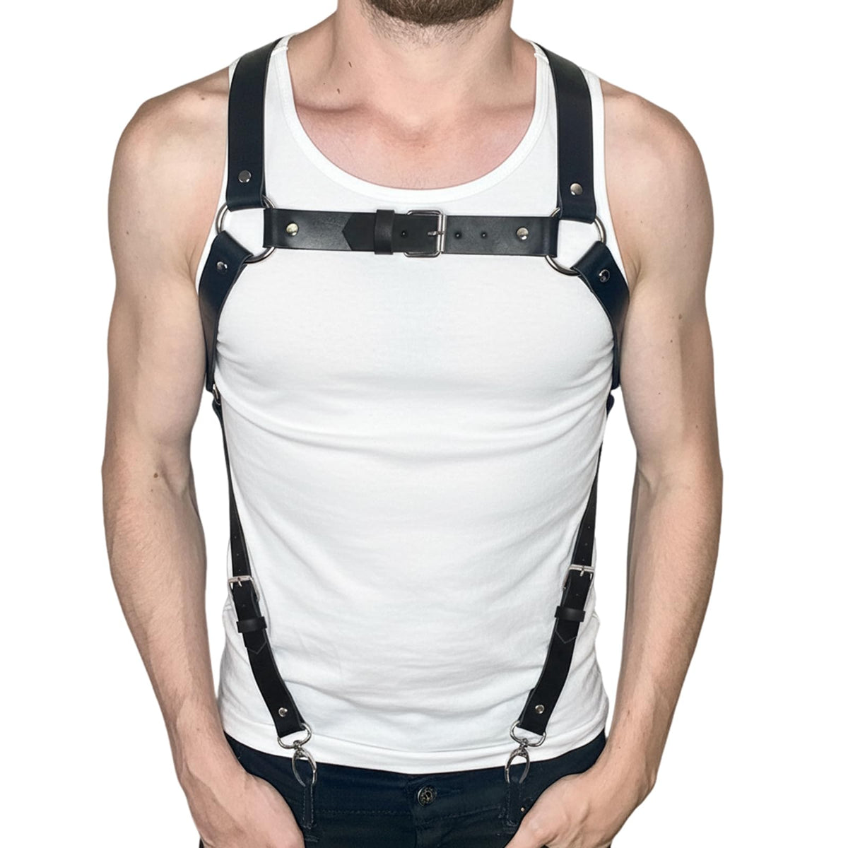 ROIEIIR Men's Punk Body Harness Gothic Men Chest Bondage Men Gay Harness Sexy Bondage Body Harnais Sexy Chest Harness Fetish Costumes Suspenders