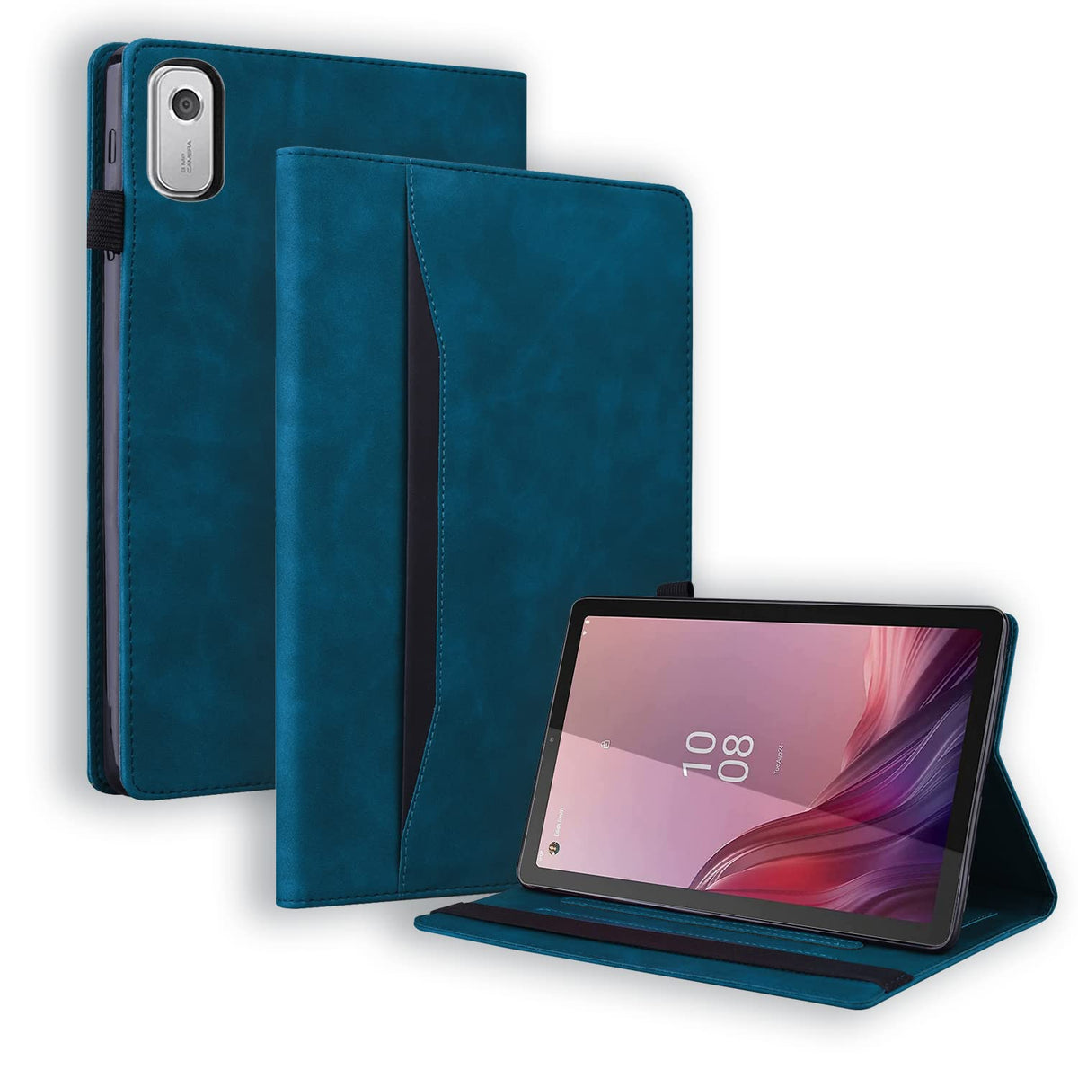 Varohix Case for Lenovo Tab M9 HD (9.0 inch) TB-310FU Tablet Premium PU Leather Protective Case Folio Flip Business Case Tablet Sleeve with Card Pocket Pen Holder, Peacock Blue