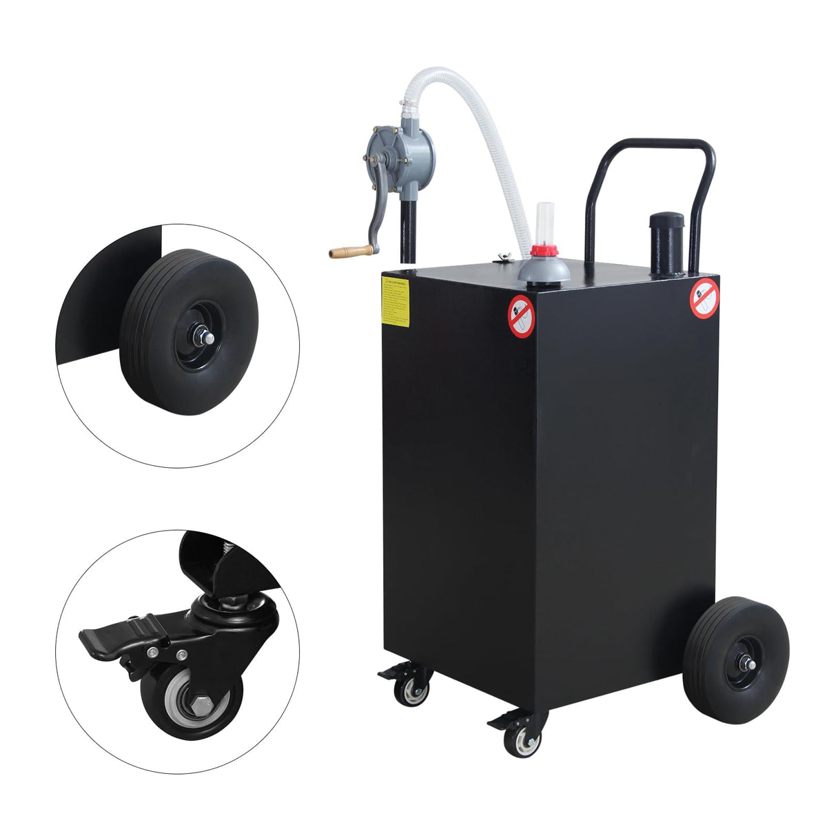 45 Gallon Fuel Caddy, Portable Gas & Diesel Storage Tank with Manual Pump, Fuel Caddy with 4 Wheels for Refueling Cars, Trucks, Lawn Mowers, ATVs, and Boats.