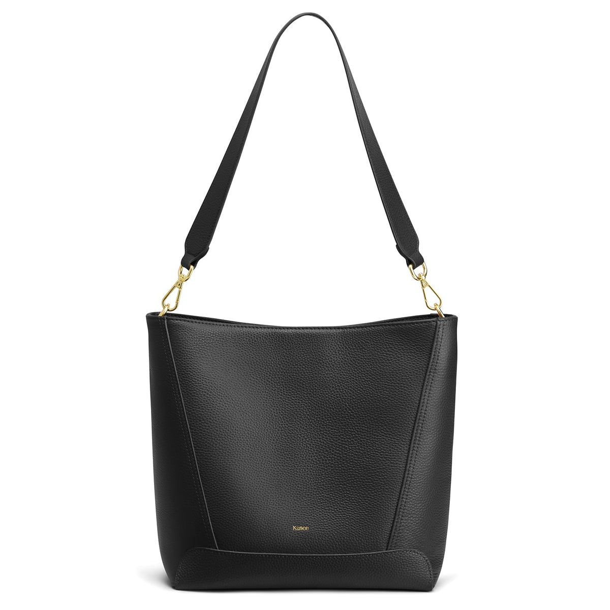 Kattee Leather Purses and Handbags Trendy, Bucket Bags for Women, Top Grain Leather Hobo Tote Shoulder Crossbody Bag with 2 Straps, Black