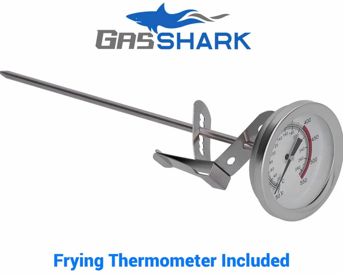 Deep Fryer Cart | 3 Gallon Single Tank | 2 Frying Baskets | 2 Pan Steam Table | Portable 4 Wheel | Stainless Steel | Frying Thermometer | Outdoor Propane Fryer for Chicken, Fish, & More