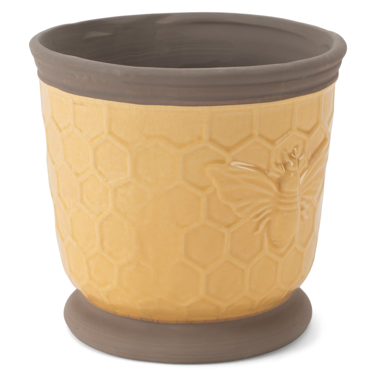 Napco 21881 Industrial Vintage-Honeycomb Bee Ceramic Planter/Cache Pot, Round 4.75 x 4.75 x 4.75 Inch