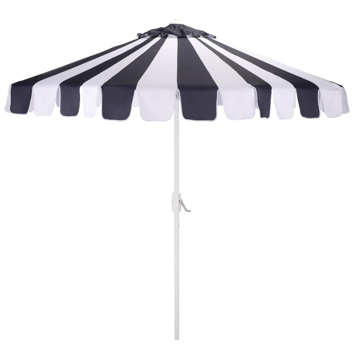 SAFAVIEH Outdoor Patio Furniture Collection – Meze 9 Ft Crank Patio Umbrella, Navy Stripe & White Pole, Market Umbrella with Crank Lift (PAT8023B)
