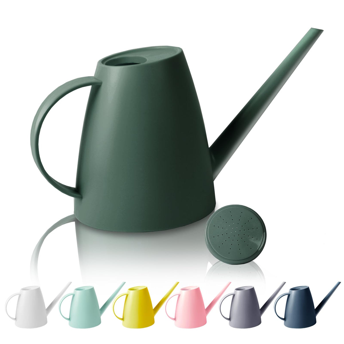 Watering Can for Indoor Outdoor Plants, Modern Small Watering Cans with Removable Nozzle, Long Spout Watering Can for Indoor Bonsai Plants Garden Flowers 1/2 Gallon 1.8L 60OZ (Dark Green)
