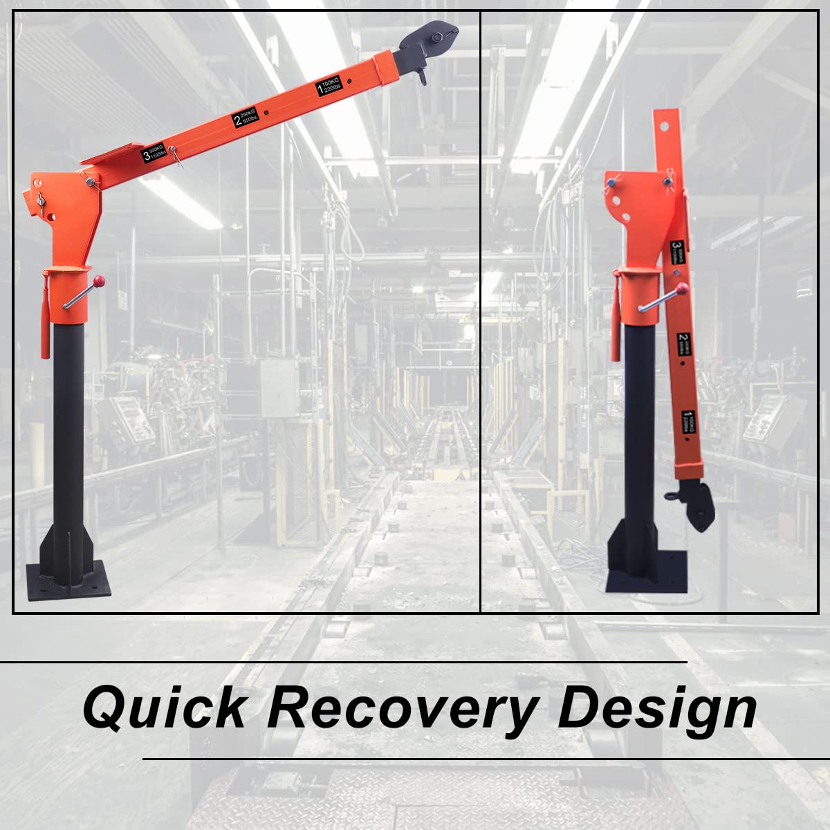 RUGCEL WINCH New 1100lb Folding Truck-Mounted Crane, with Electric Winch 3500 lb 12V, Painted Steel Pickup Truck Jib Cranes 360 Swivel Lift Electric Hoist
