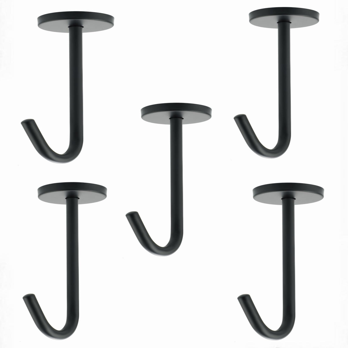 Alise Ceiling Hooks for Hanging Plants 5Pcs,110mm Stainless Steel Plant Hanger Indoor Hanging Hooks Plant Brackets Lanterns Hanger for Wind Chimes Coffee Mug Under Cabinet Screw Mounted,Black