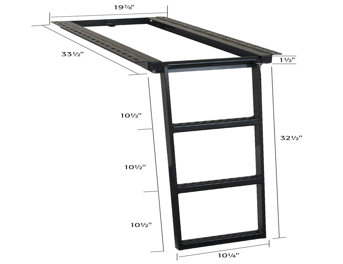 Buyers Products 5233000 Black 3 Rung Retractable Truck Step, Heavy Duty Non Slip Truck Bed Ladder Step for Trucks, Trailers, Semis, Powder Coated Steel, Slide In Storage, Bolt On or Weld On Install