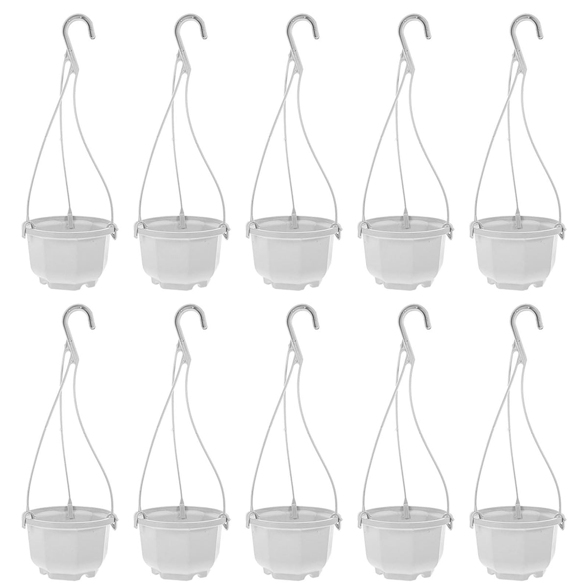 INOOMP Hanging Planters Set of 24 Plastic Flower Pots with Hooks for Indoor Outdoor Balcony Garden Patio Wall Mounted Plant Holders