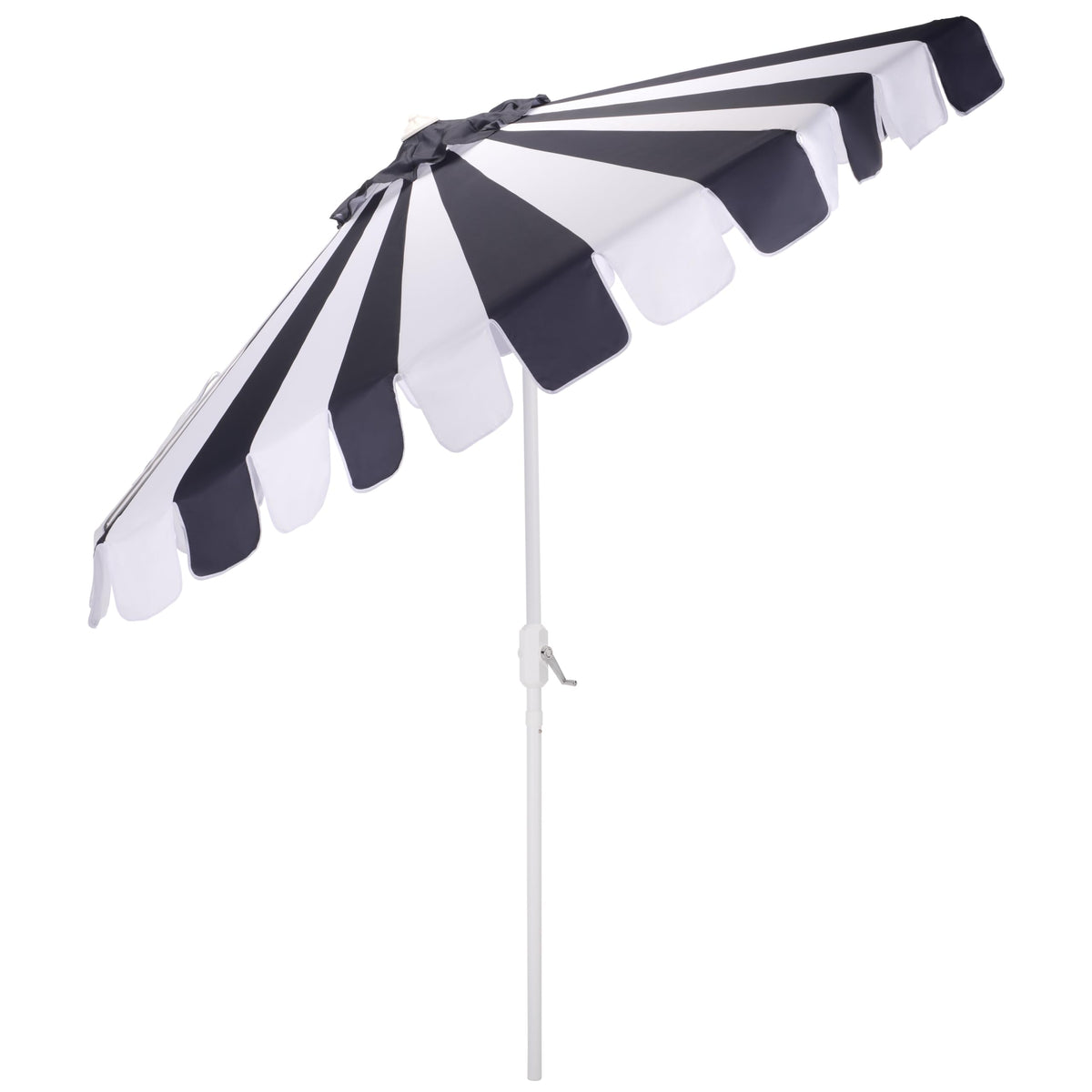 SAFAVIEH Outdoor Patio Furniture Collection – Meze 9 Ft Crank Patio Umbrella, Navy Stripe & White Pole, Market Umbrella with Crank Lift (PAT8023B)