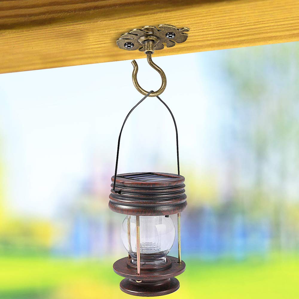 Dolibest Wall Mount Ceiling Hooks,Plant Hooks for Ceiling Metal Plant Bracket Iron Wall Mount Lanterns Hangers Hooks for Hanging Plants Lights, Outdoor Wire, Fairy Lights, Wind Chimes, Bronze(2PCS)
