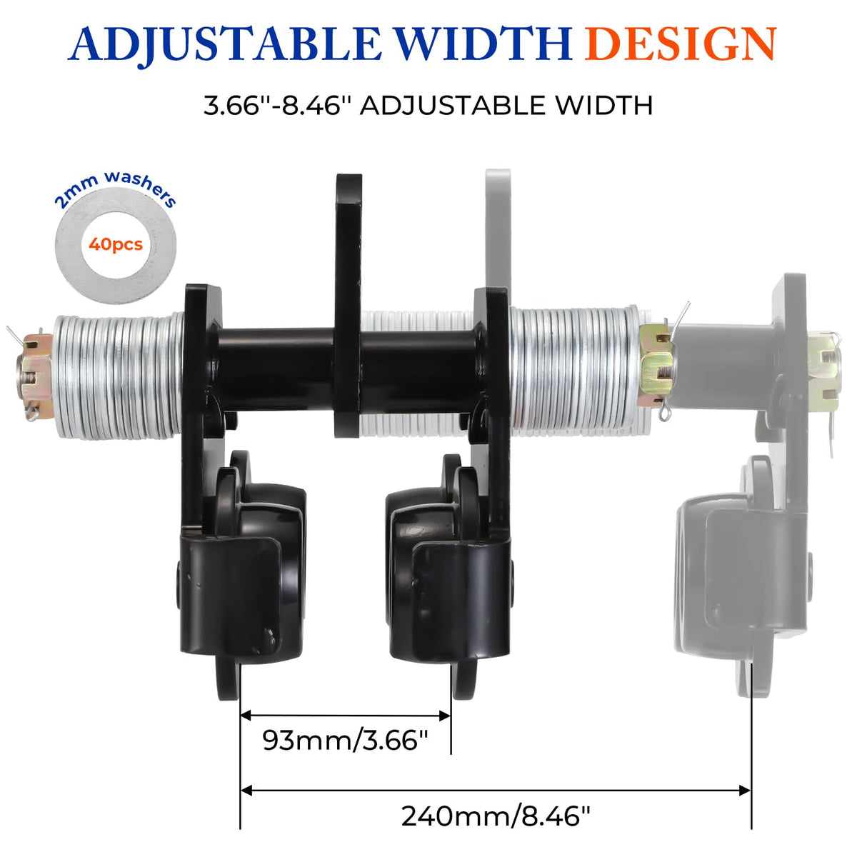 POWLAB 3 Ton Heavy Duty Manual I-Beam Trolley, Adjustable Flange Width 3.66" to 8.46", Dual Wheels for Garage Hoist, Robust Steel Construction for Straight & Curved Beams
