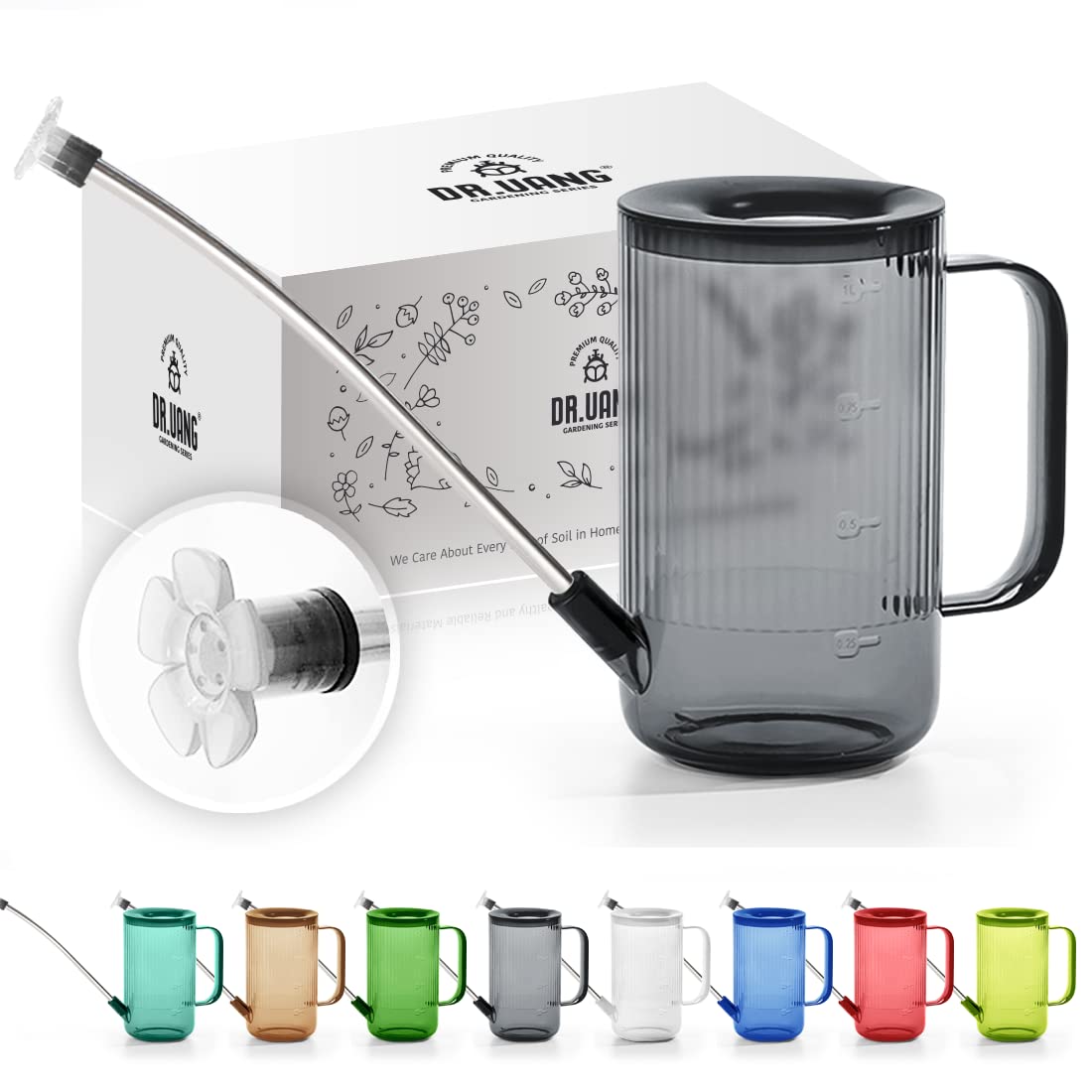 Small Watering Can Indoor Plants with Long Spout (1L, Gray)