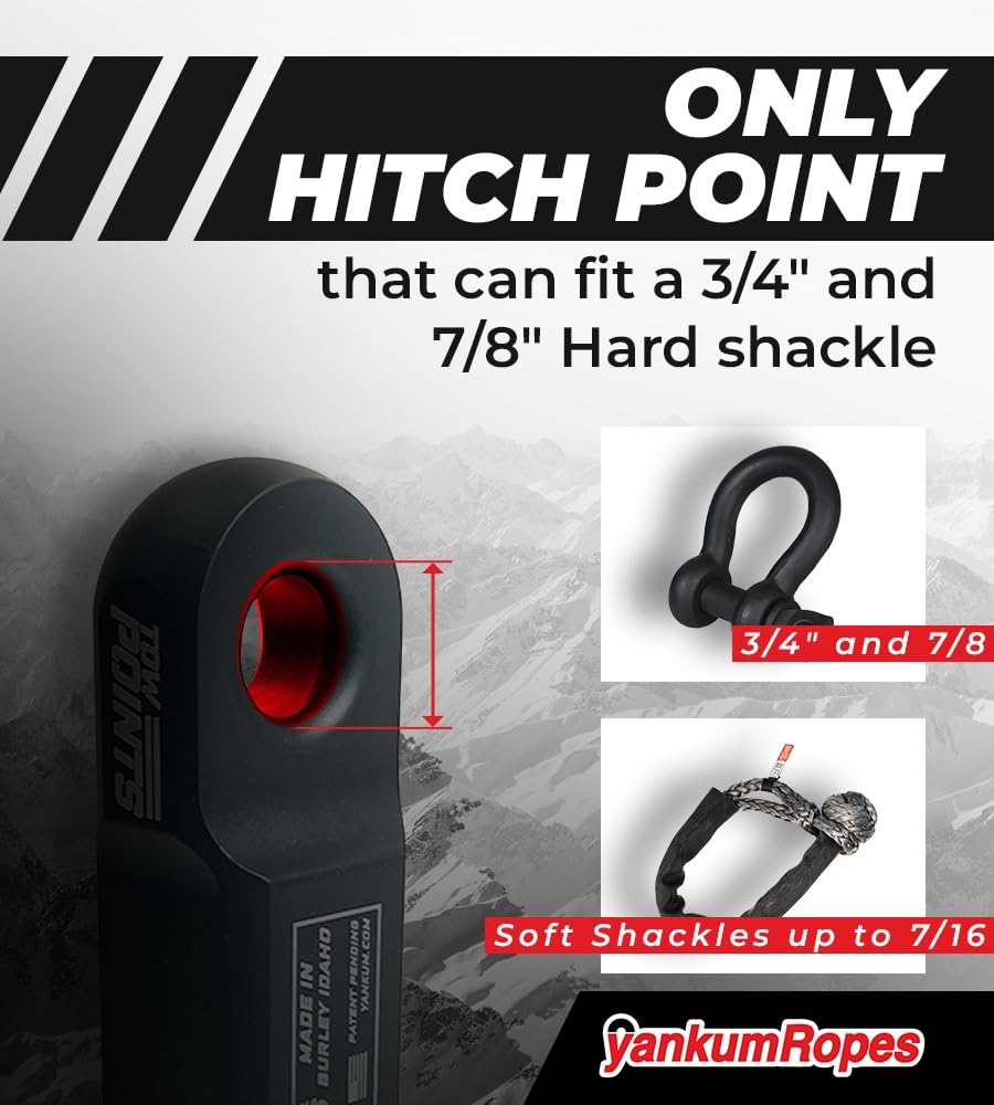 Yankum 2" Hitch Recovery Point – Heavy Duty Hitch Shackle Mount for Off-Road Recovery, Fits 3/4" & 7/8" Shackles, Tow Hitch for Jeep, Truck & SUV, Made in USA