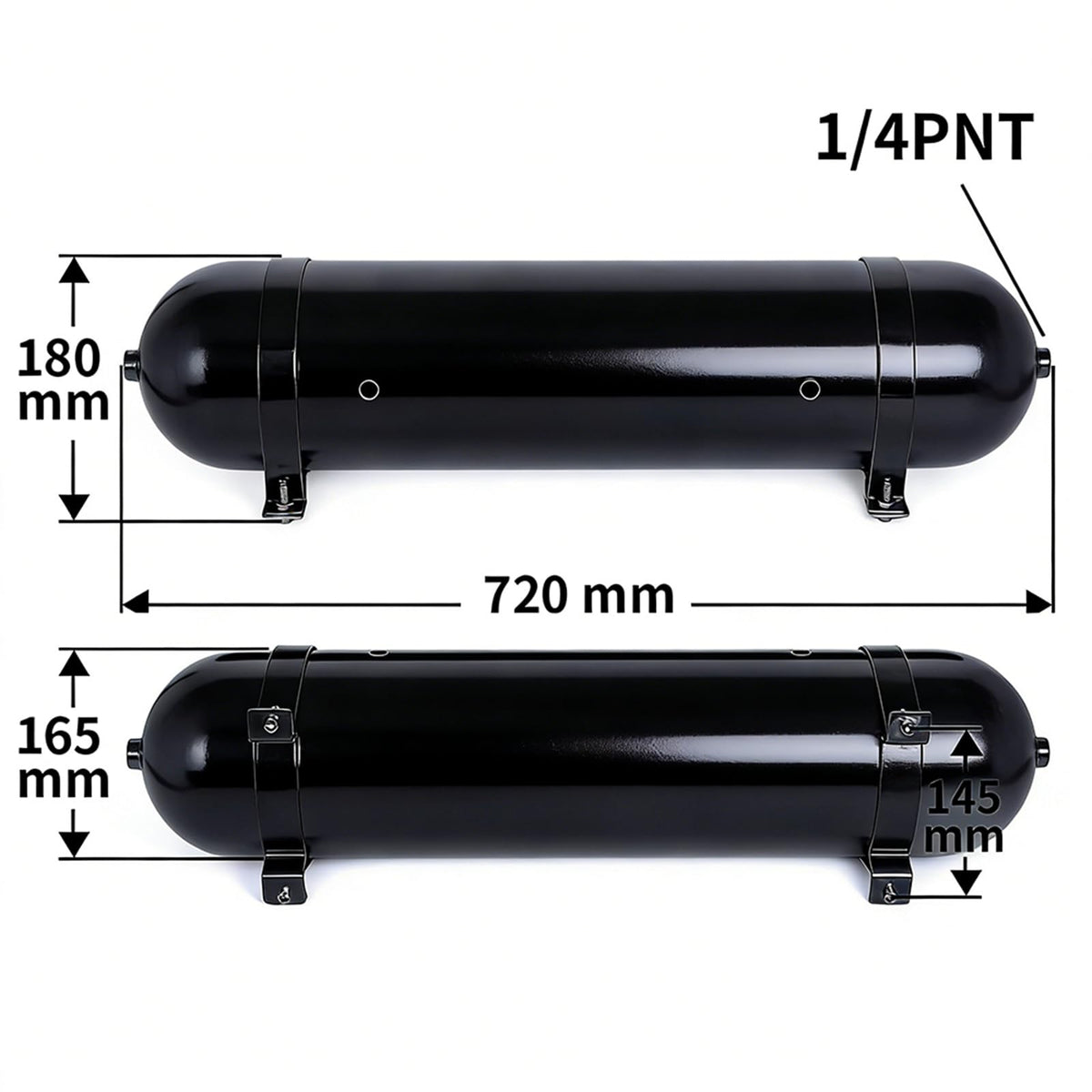 ZHSYMX Air 4.2 Gallon (18 Liter) 6 Ports Seamless Aluminum Air Tank for Air Ride Suspension Car Train Truck Horn Black