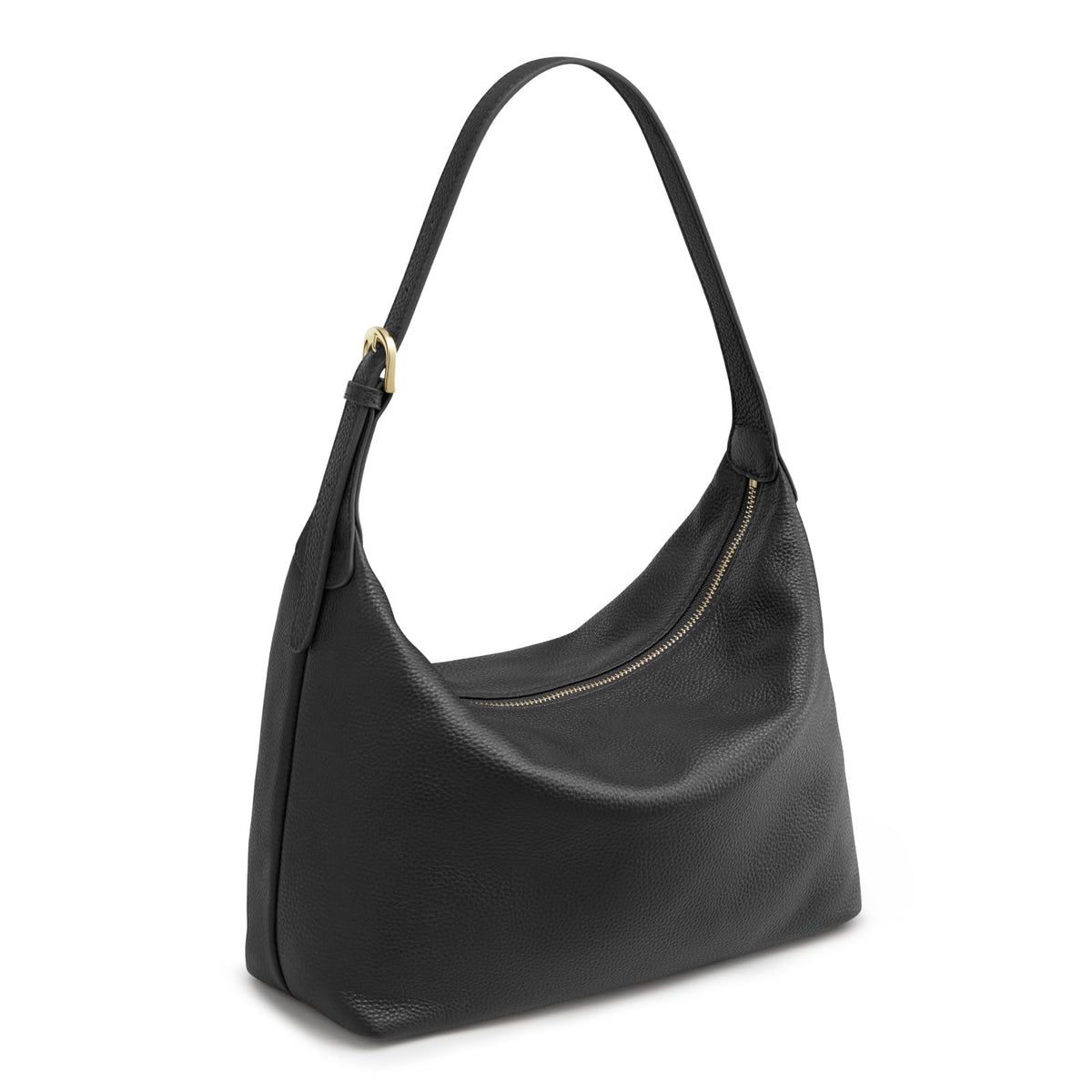 Kattee Meduim Leather Hobo Bags for Women, Soft Genuine Leather Crossbody Handbags Shoulder Purse for Work Casual, Black