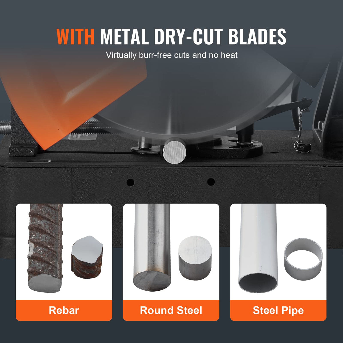 VEVOR Chop Saw, 14''/355mm Blade Diameter Cut Off Saw, 2800W 1200RPM Steel Cutting Machine, 0-45° Adjustable Dry Cut Chop Saw, Miter Saw for Cold Cut Saw for Steel/Iron/Aluminum, Black