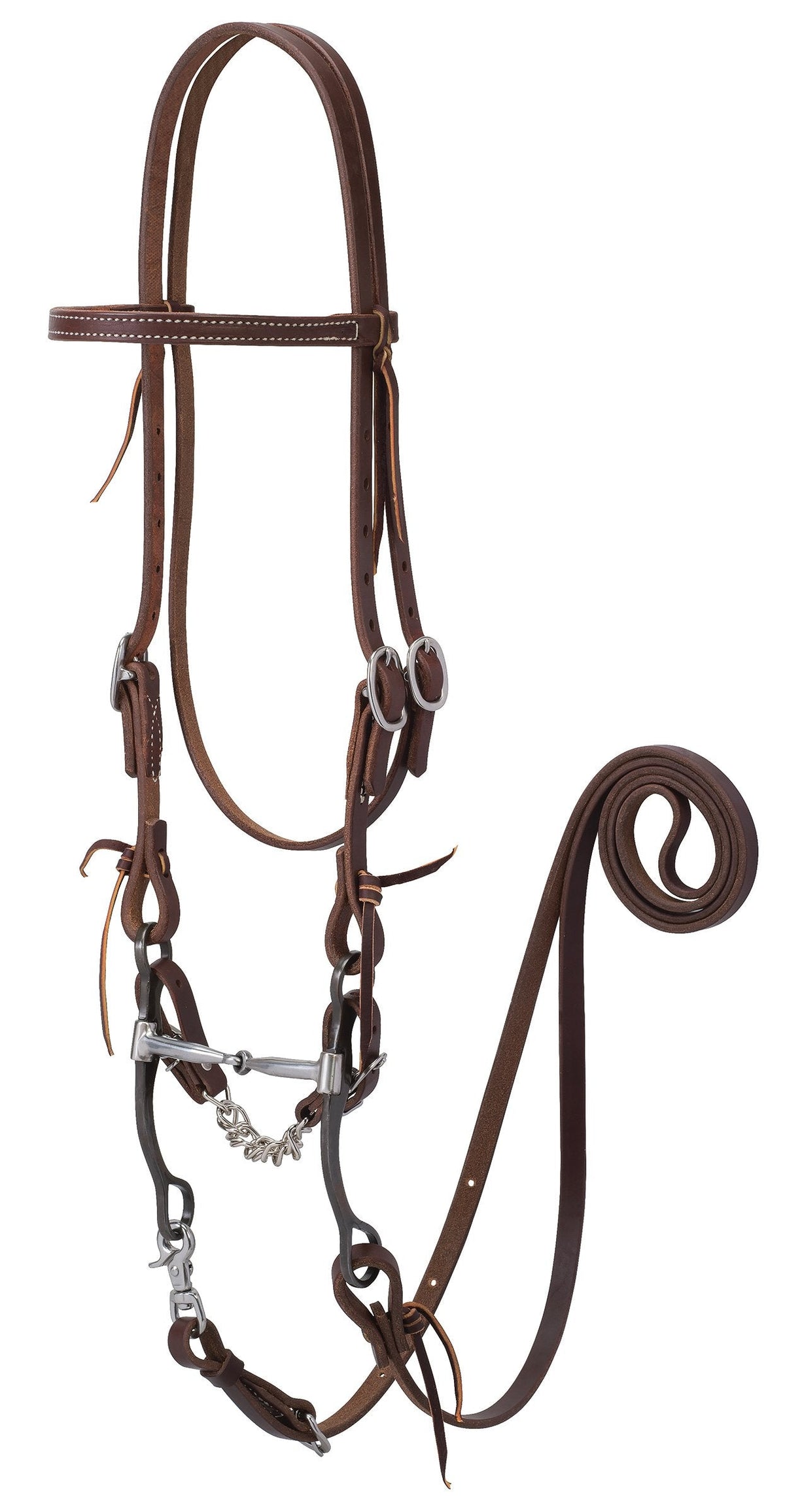 Weaver Leather Working Tack Bridle with Snaffle Mouth Bit, Golden Chestnut