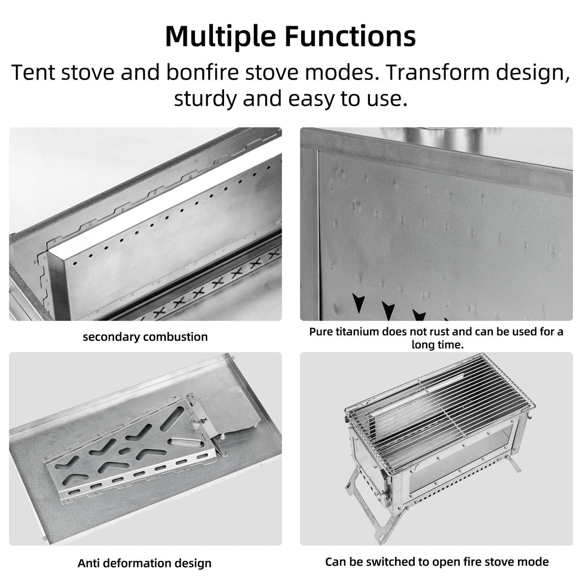 Trekrevive RIDGE Titanium Hot Tent Stove, Portable Folding Tent Wood Burning Stove with Secondary Air Intake, Ultralight Small Wood Stove, Perfect for Backpacking, Hiking, Bushcraft, Winter Camping