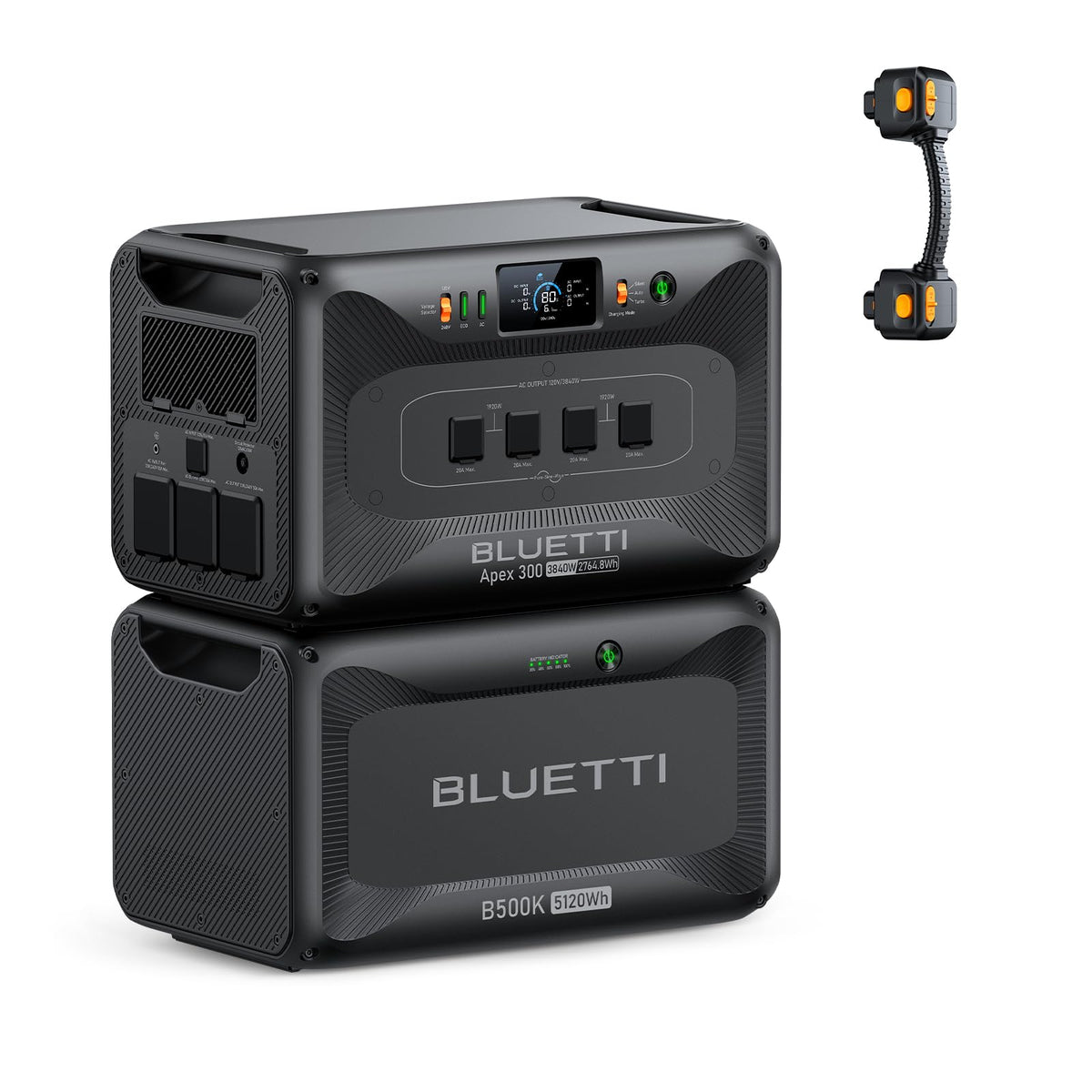 BLUETTI Apex 300 Portable Power Station & B500K Expansion Battery, 7884.8Wh LFP Battery Backup with 6 3840W AC Outlets (7680W Surge), 120V/240V Dual Voltage Output, for Home, RV and Emergencies