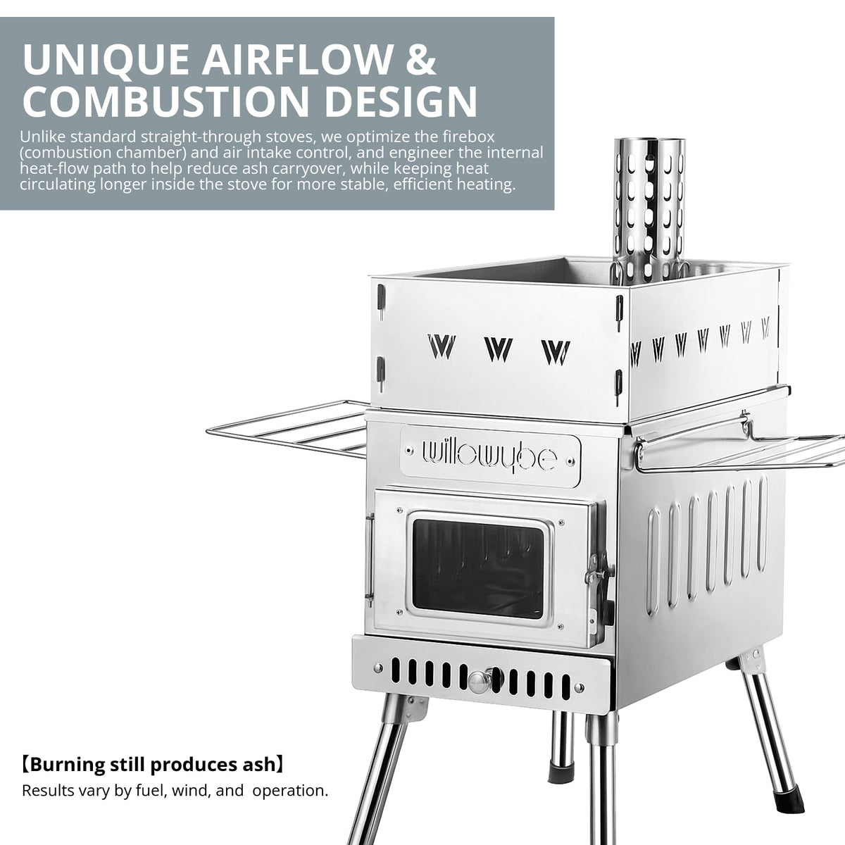WillowyBe Outdoor Sauna Hot Tent Stove, Rocket Stove Heater, Portable Camping Wood Stove for Dry Sauna, Cooking for Husband and Friends