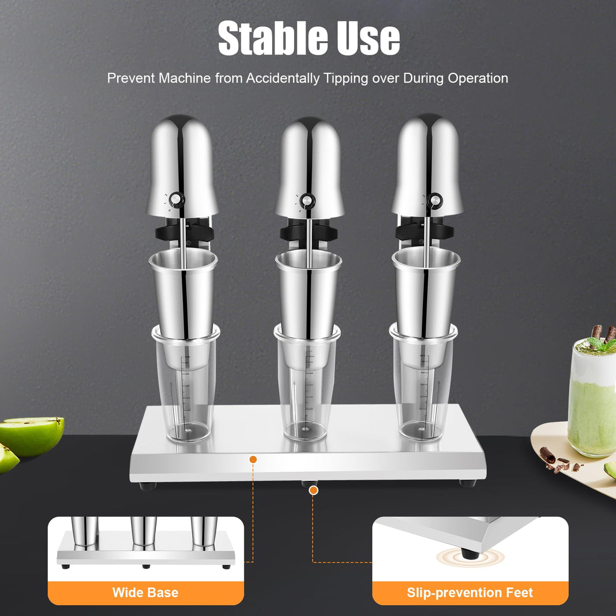 NenoBeo 3 Heads Milkshake Mixer Commercial Drink Mixer Machine,Stainless Steel Triple Head Milkshake Maker with 18000RPM High Speed Motor,Milk Tea Smoothie Mixer for Cafe Restaurant Ice Cream Shop Bar