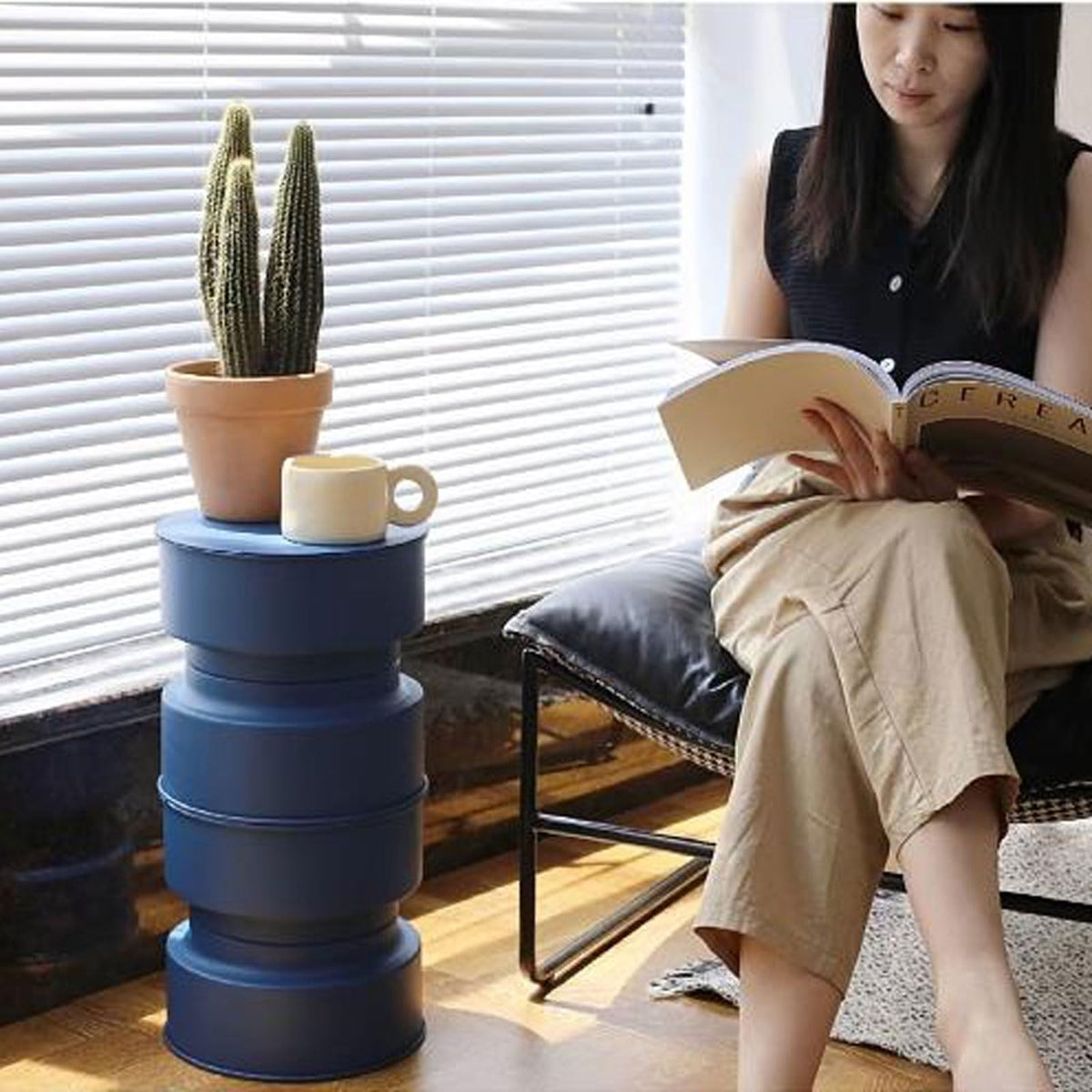 End Table Small Side Table Plant Stand Indoor, Metal for Flower Pots, Coffee Holder, Modern Home Decor Round End Snack Living Room Side Table
