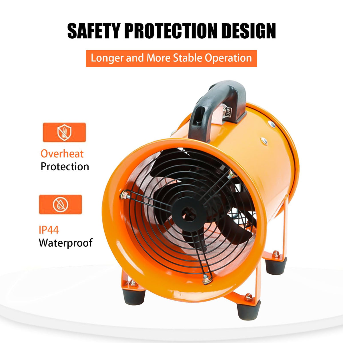 8-Inch High-Velocity Portable Utility Blower Fan, Industrial Exhaust Fan with 33ft Flexible Duct Hose, 3150 RPM Low-Noise Ventilator for Basements, Workshops, Warehouses, and Confined Spaces