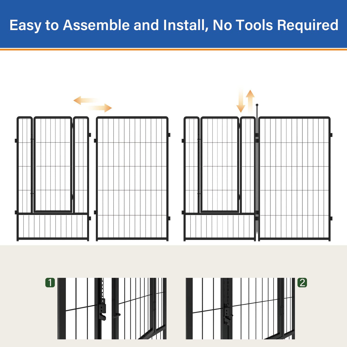 PETREEK Dog Playpen 24 inch 12 Panels for Indoor & Outdoor Use – Heavy-Duty Metal Pet Fence with Ground Stakes, Rounded Ball Tops for Safety, Stable & Foldable Design, Easy to Assemble