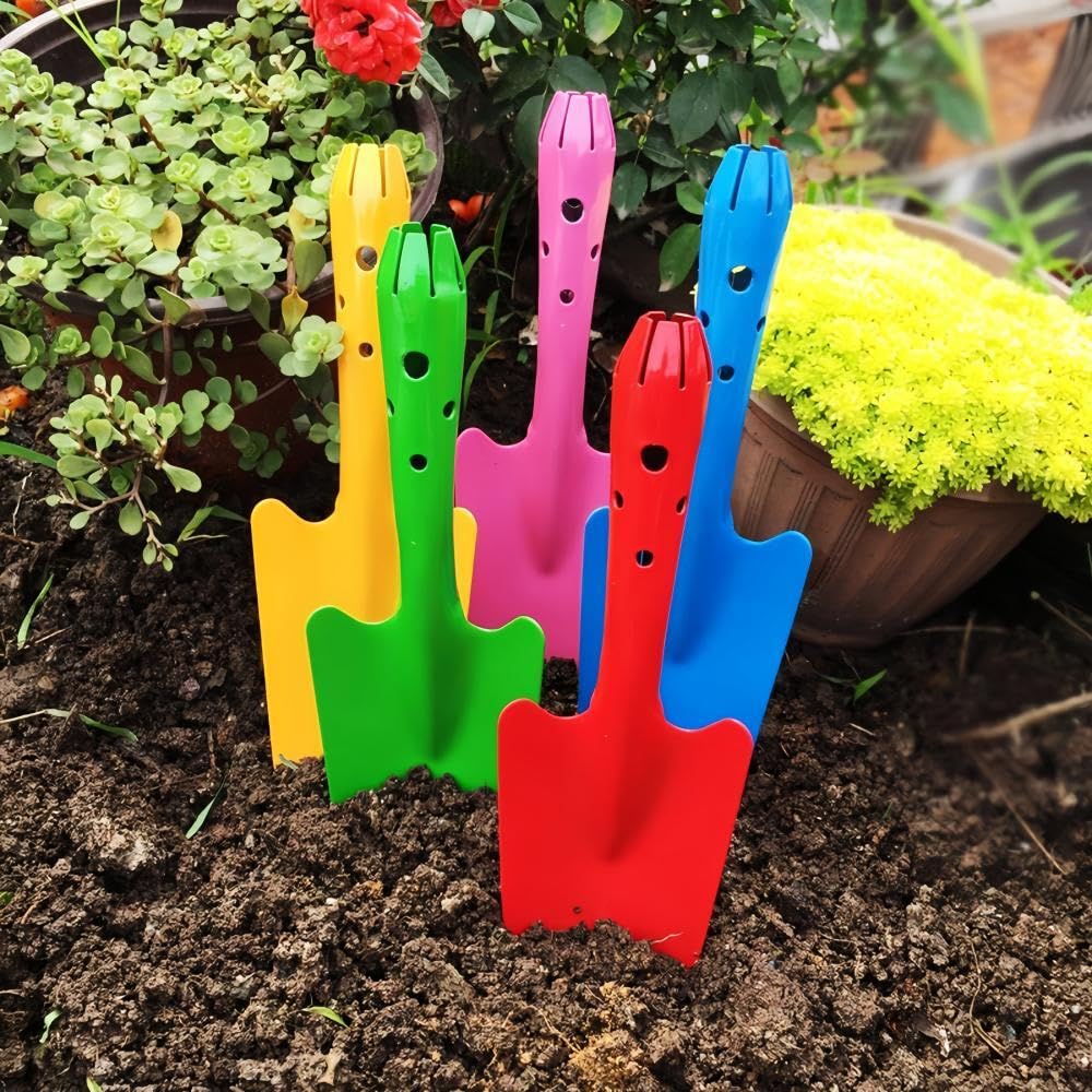 Mini Colorful Metal Hand Shovel, Trowel Set Garden Tools for Flower Soil Planting Digging Transplanting - Ideal Gardening Gift for Kids (Pack of 5)