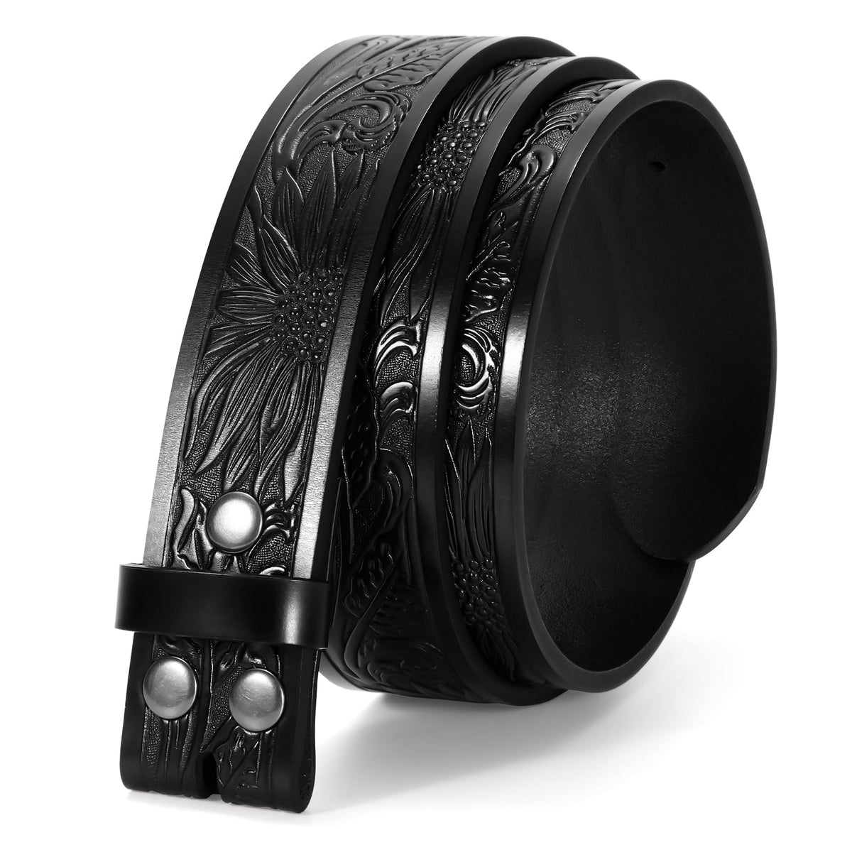 TRIWORKS Western Belt for Men without Buckle Cowboy Leather Belt Country Belt 1.5”Embossed Leather Belt Strap