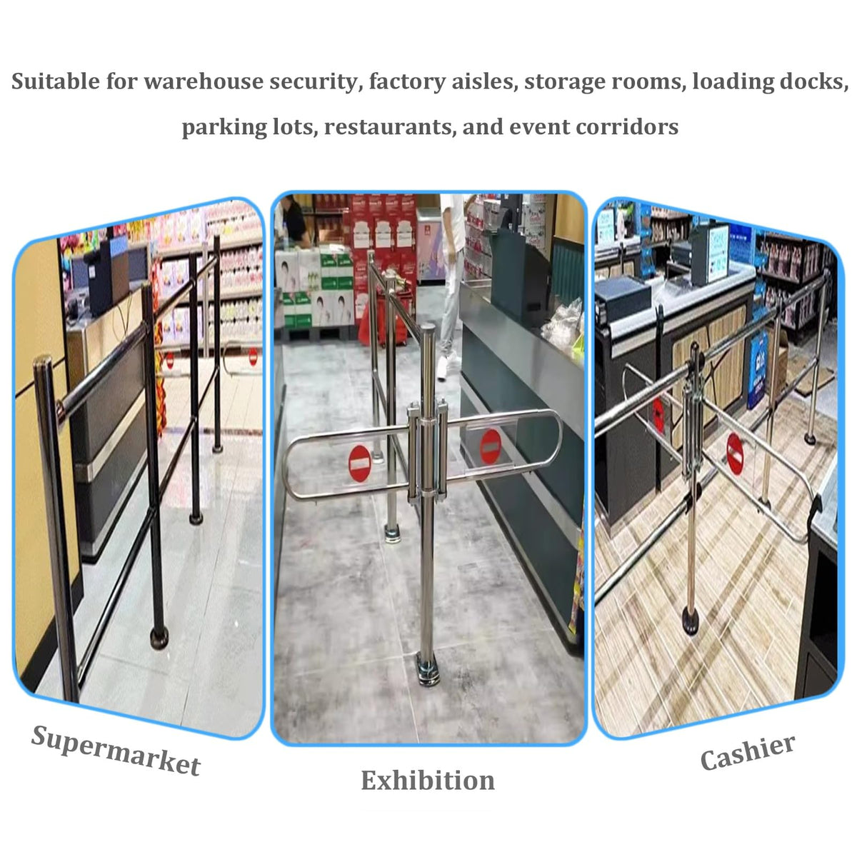 JIIPOREGJ Stainless Steel Supermarket Cashier Counter Safety Gateautomatic Closing Swing Door for Pedestrian Access | Black 100X100Cm 1-Way Entrance for Libraries Stores.Black-200X100Cmx6.3Cm/C