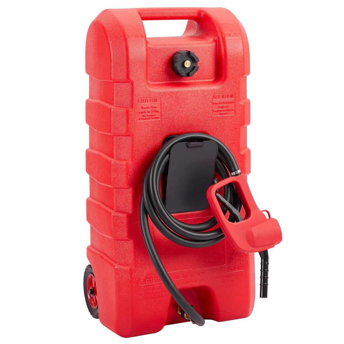 15 Gallon Portable Fuel Caddy with Manual Transfer Pump – Heavy-Duty Gas Storage Toolbox – 10FT Hose – Leak-Proof, Mobile Gas & Heavy-duty Tank for Cars, Lawn Mowers, Boats, ATVs – Red