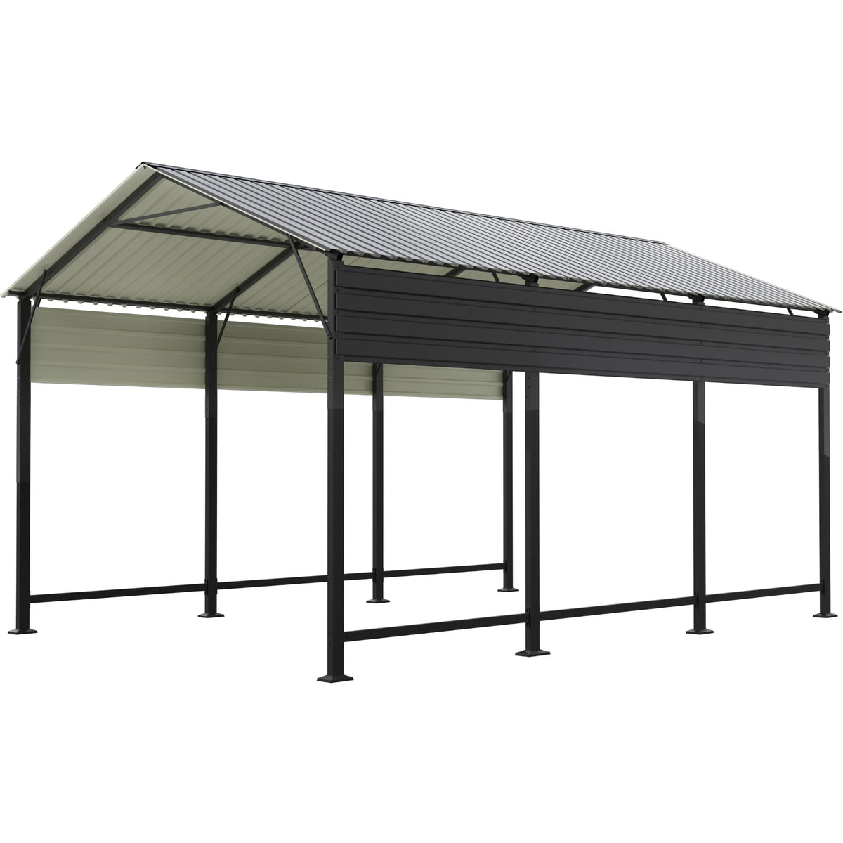 Patiowell 10x15 FT Metal Carport, Heavy Duty Carport with Reinforced Frame and Galvanized Steel Roof, Outdoor Car Port Shelter for Car, Truck, Boat and Tractor, Black
