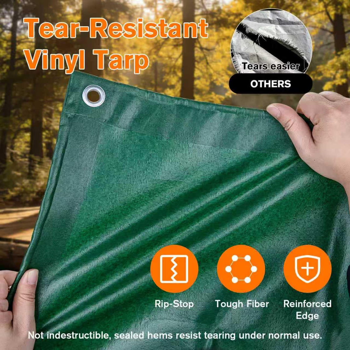 NORSGATEN 22 Mil Heavy Duty Vinyl Tarp, 20x20 FT Fully Waterproof Reversible Poly Tarp with Metal Grommets, All-Weather Fade Resistant Outdoor Cover for Equipment, Truck, Roof & Woodpile,Garden Plants